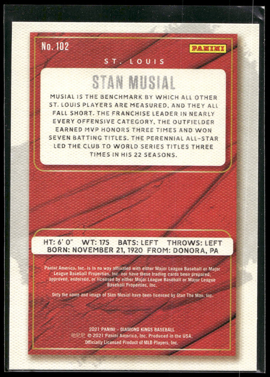 2021 Panini Diamond Kings #102 Stan Musial