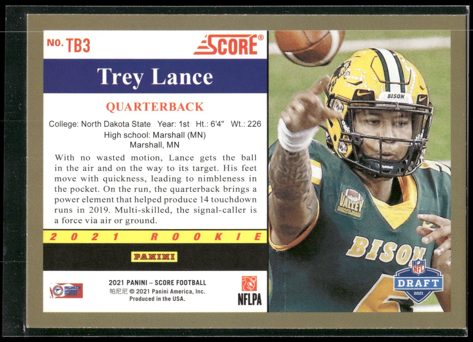 2021 Score #TB3 Trey Lance 1991 Throwback