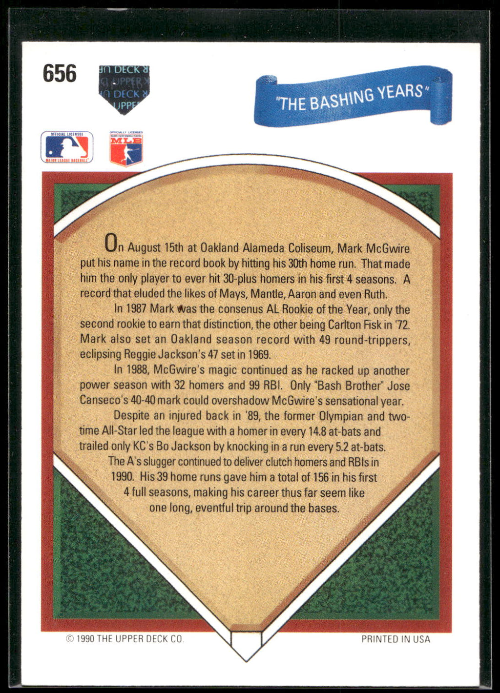 1991 Upper Deck #656 "The Bashing Years"