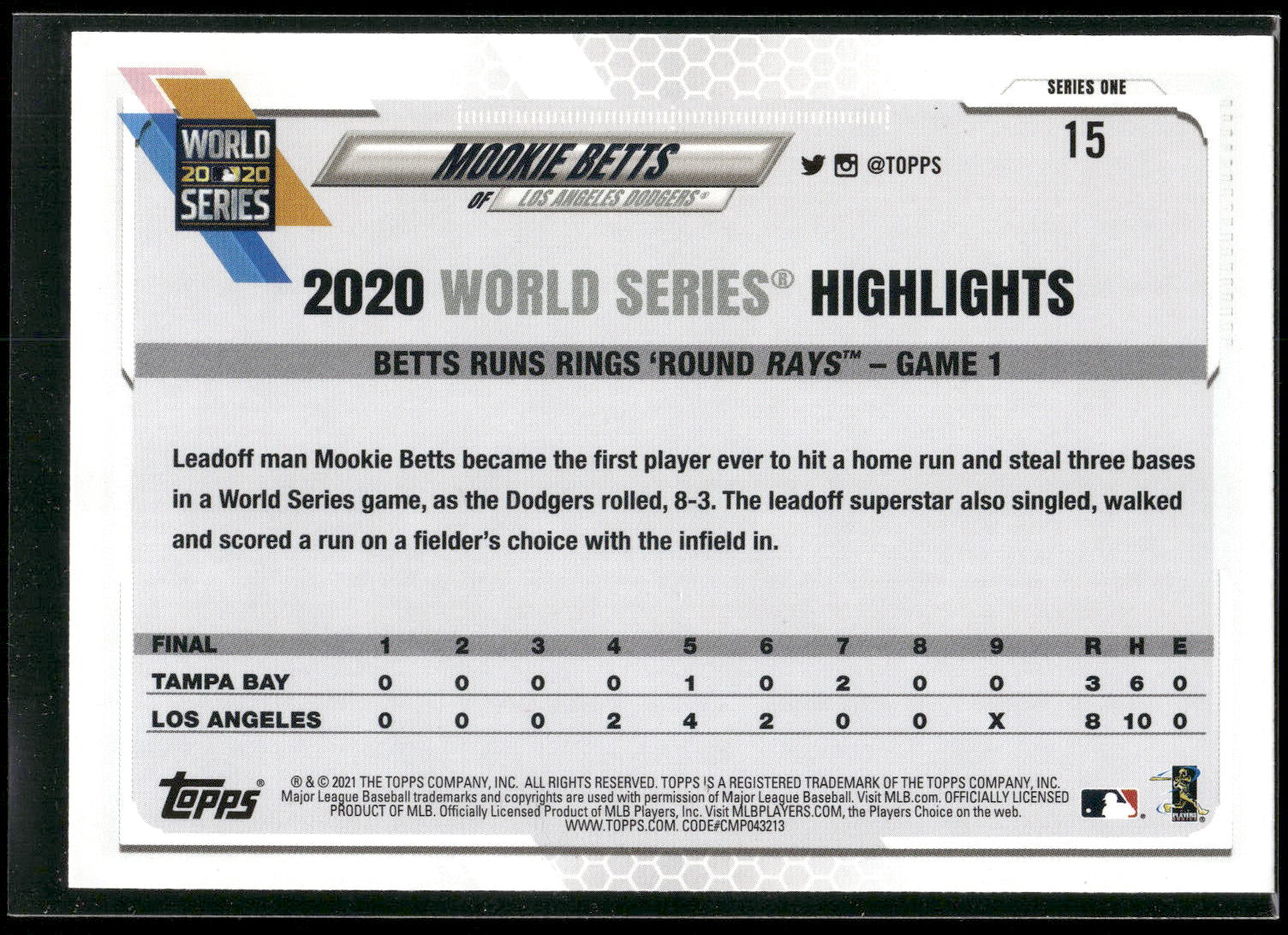 2021 Topps #15 Mookie Betts