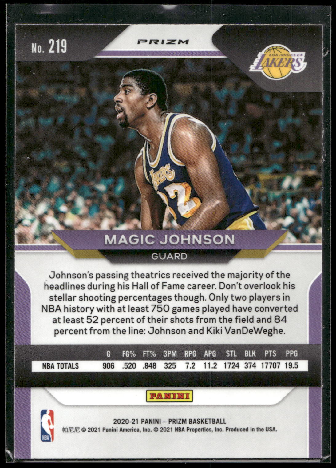 2020-21 Panini Prizm #219 Magic Johnson Silver Prizms