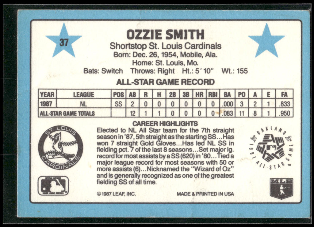 1988 Donruss All-Stars #37 Ozzie Smith