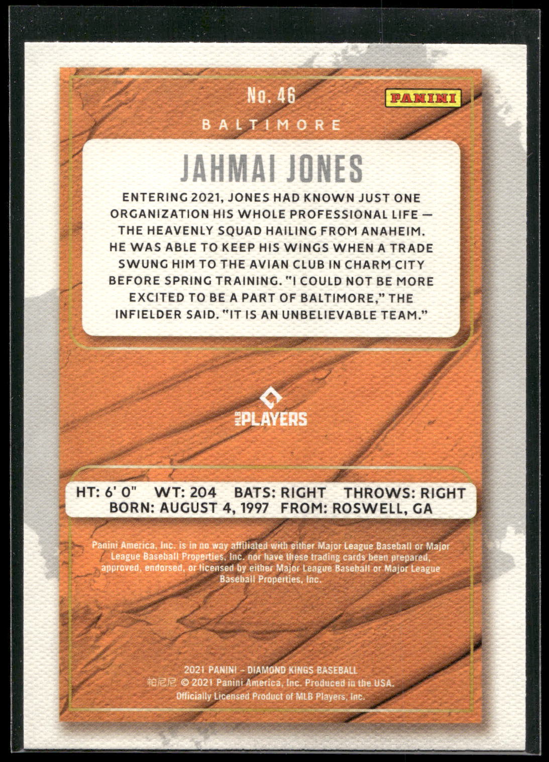 2021 Panini Diamond Kings #46 Jahmai Jones