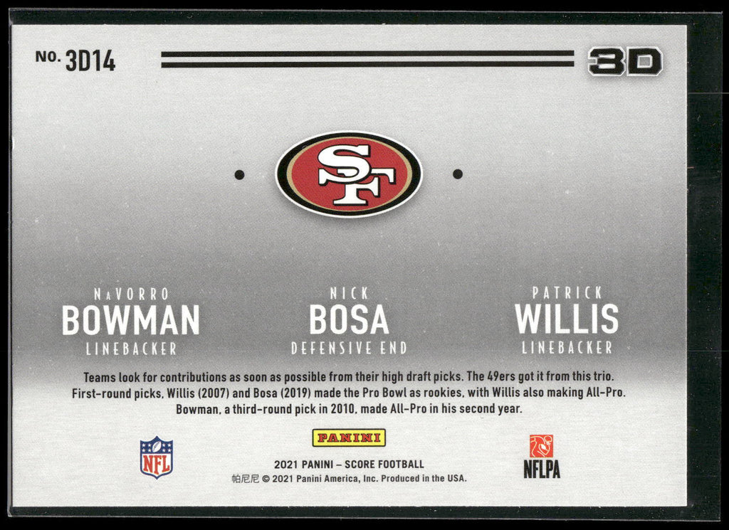 2021 Score #3D14 Navorro Bowman / Nick Bosa / Patrick Willis 3D