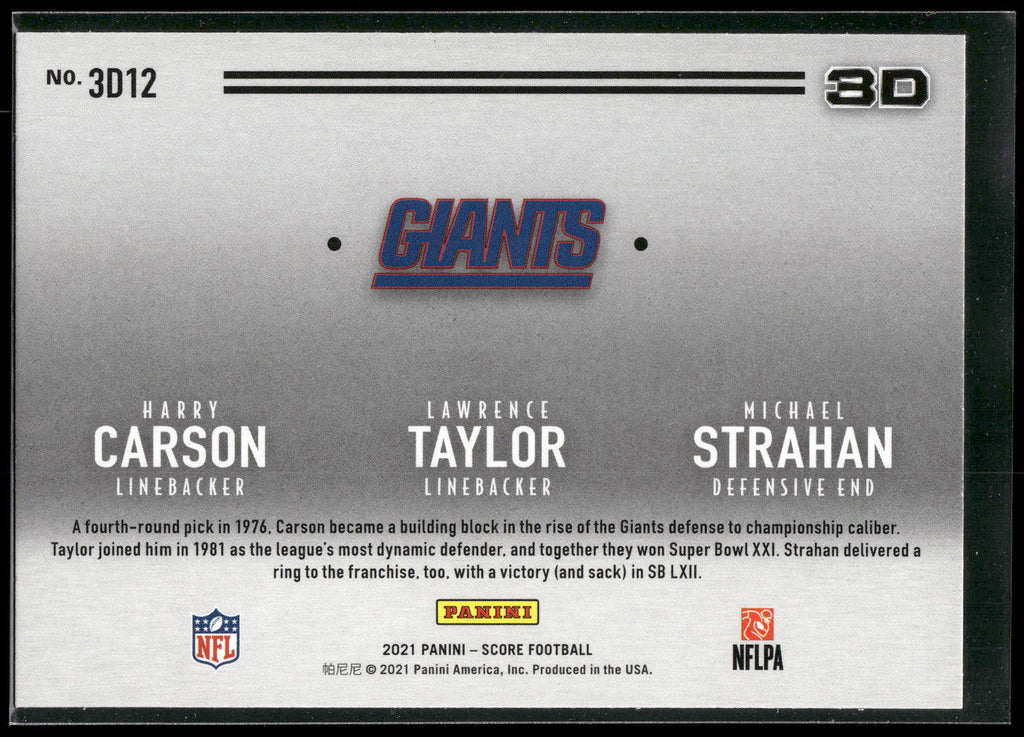 2021 Score #3D12 Harry Carson / Lawrence Taylor / Michael Strahan 3D