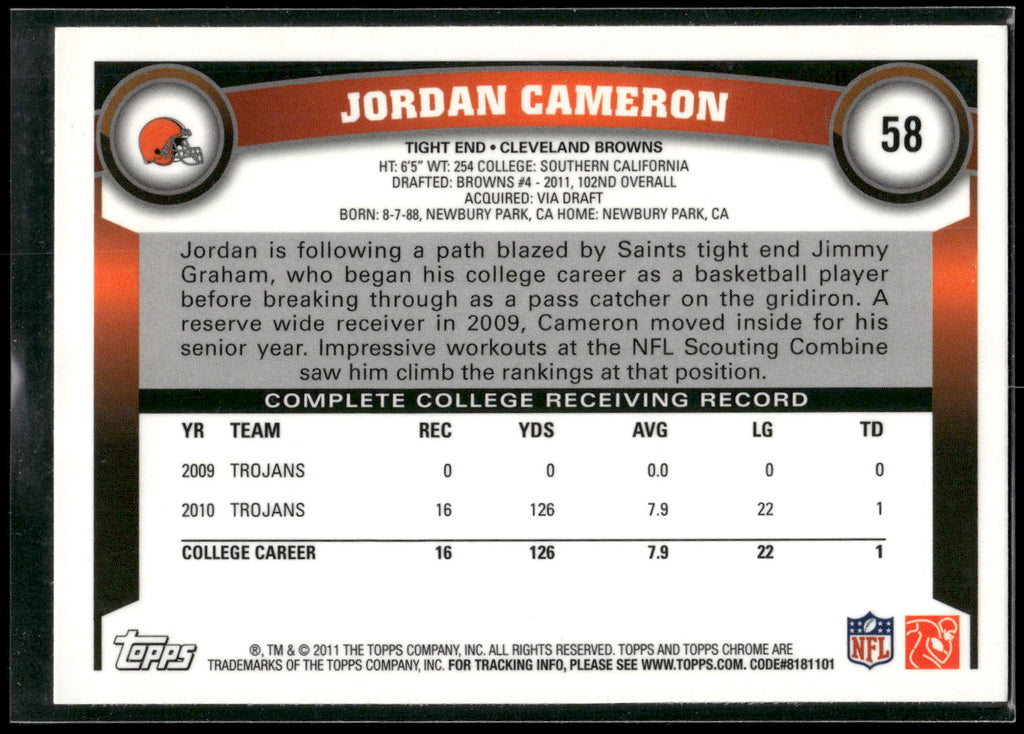 2011 Topps Chrome #58 Jordan Cameron