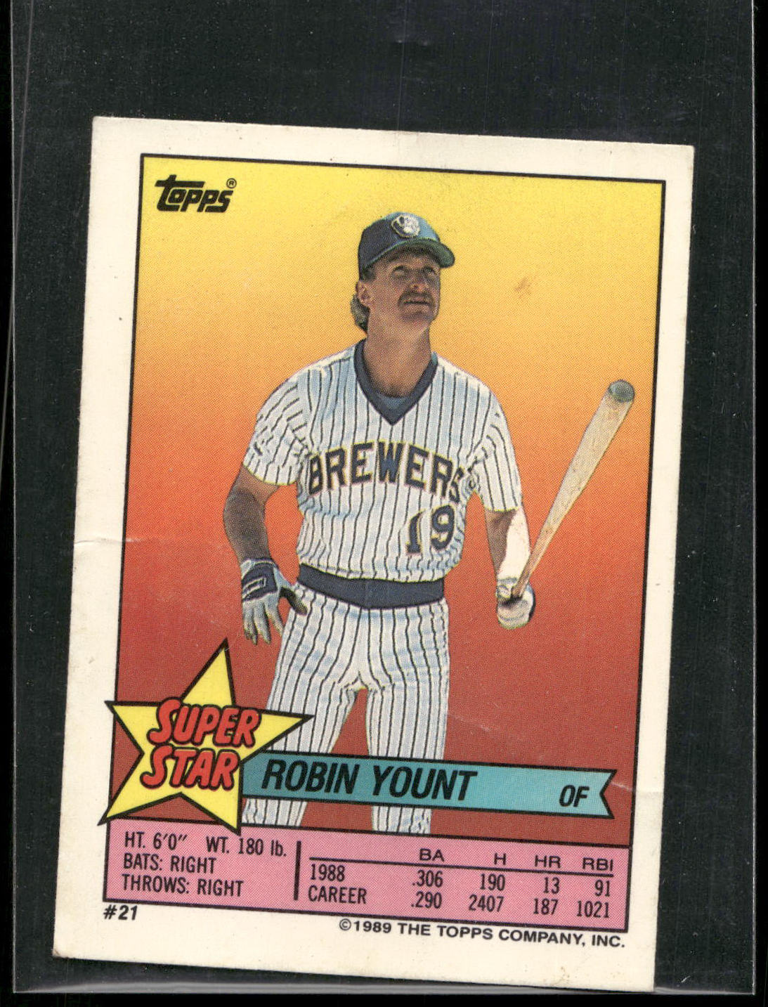 1989 Topps Stickers #21 Robin Yount Super Star Backs