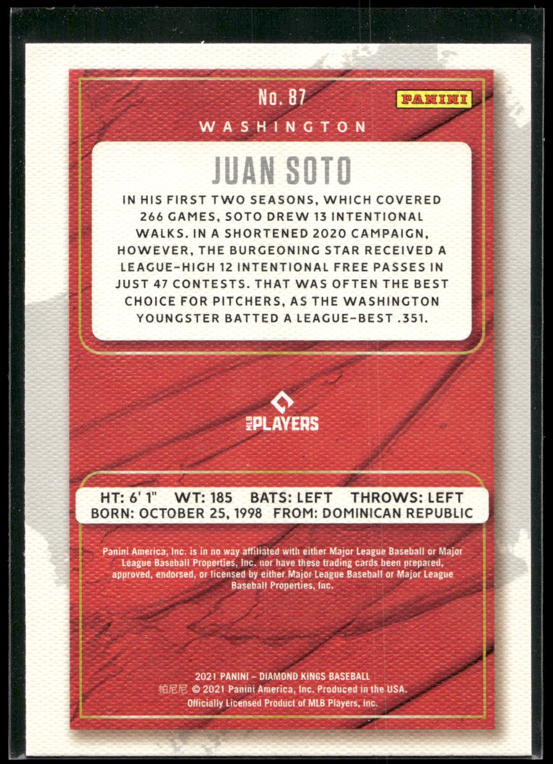2021 Panini Diamond Kings #87 Juan Soto