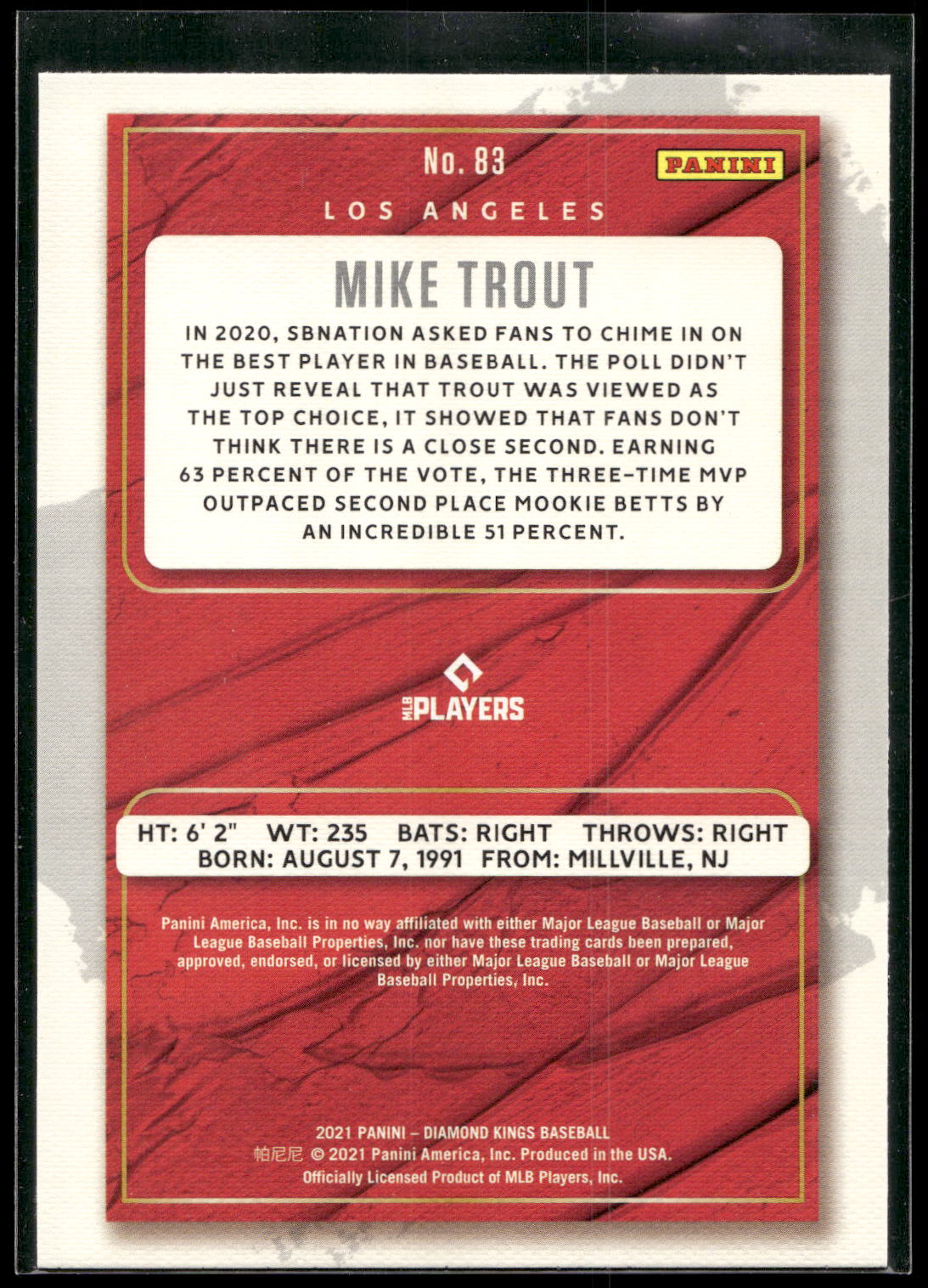 2021 Panini Diamond Kings #83 Mike Trout