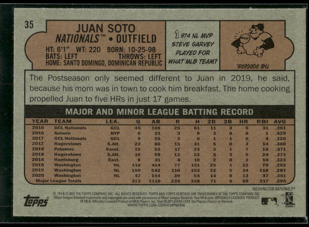 2021 Topps Heritage #35 Juan Soto