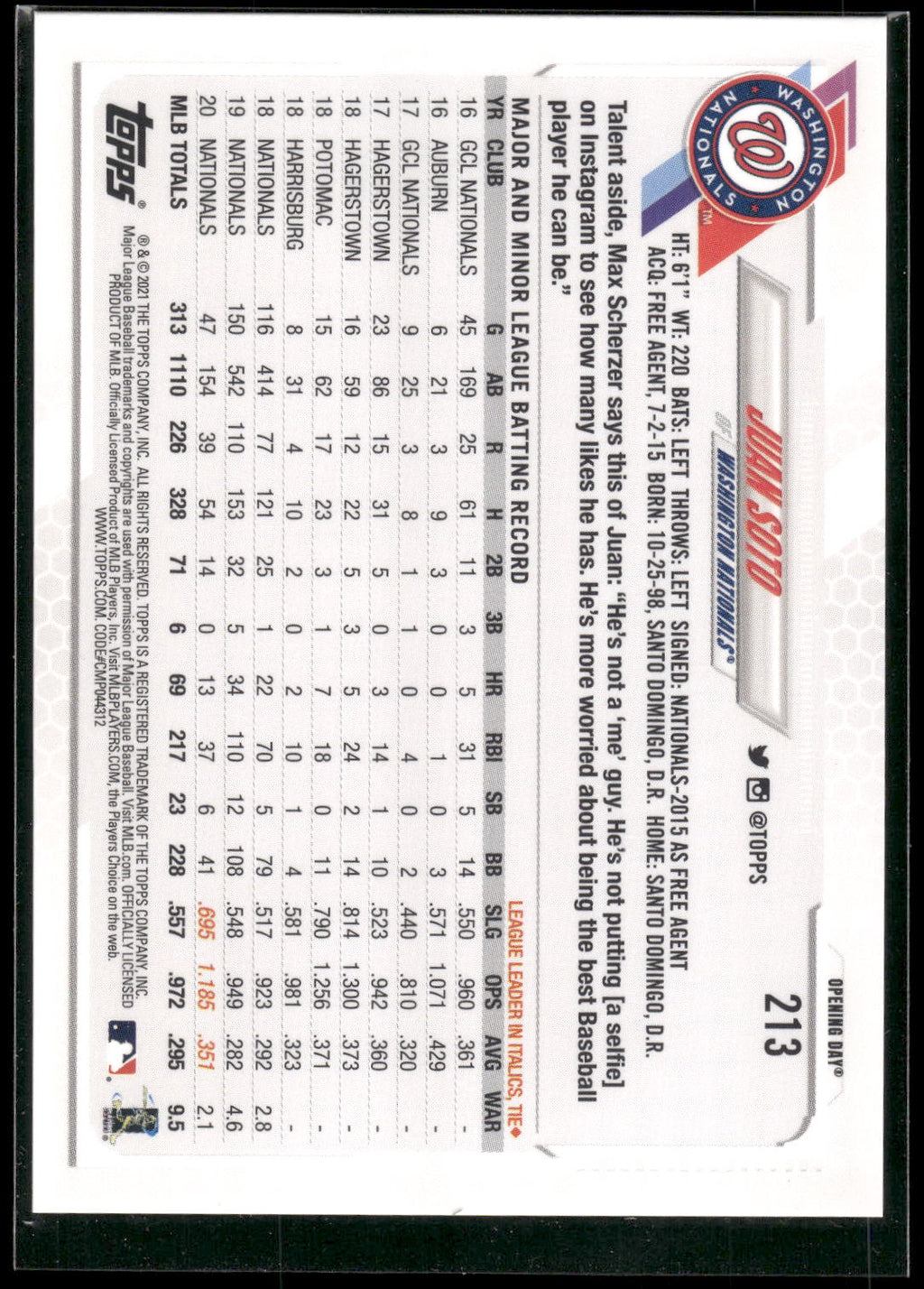 2021 Topps #330 Juan Soto Rainbow Foil