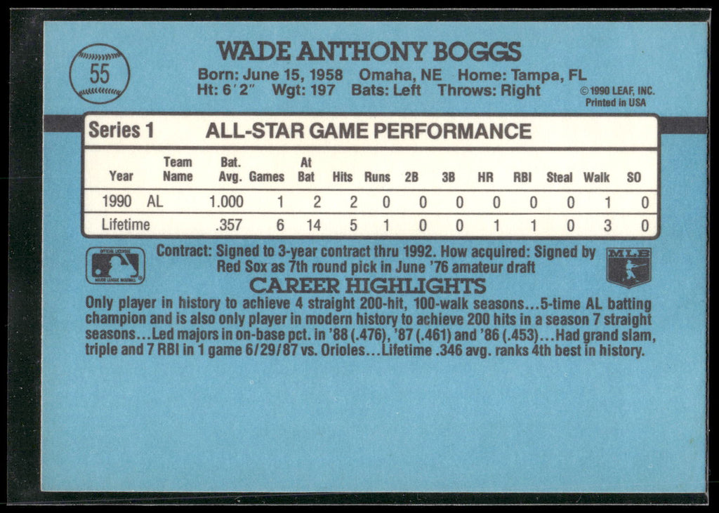 1991 Donruss #55 Wade Boggs