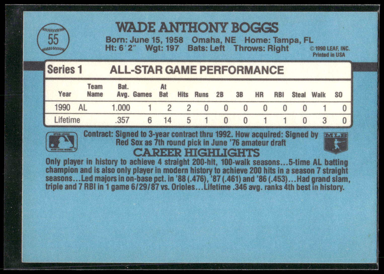 1991 Donruss #55 Wade Boggs