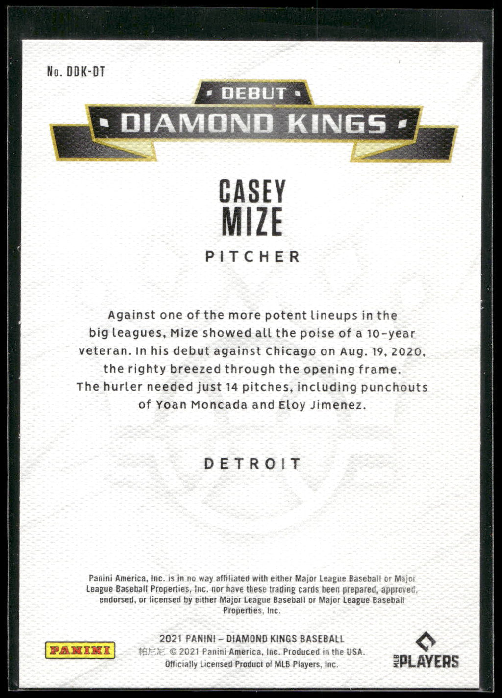 2021 Panini Diamond Kings #DDK-DT Casey Mize Debut Diamond Kings