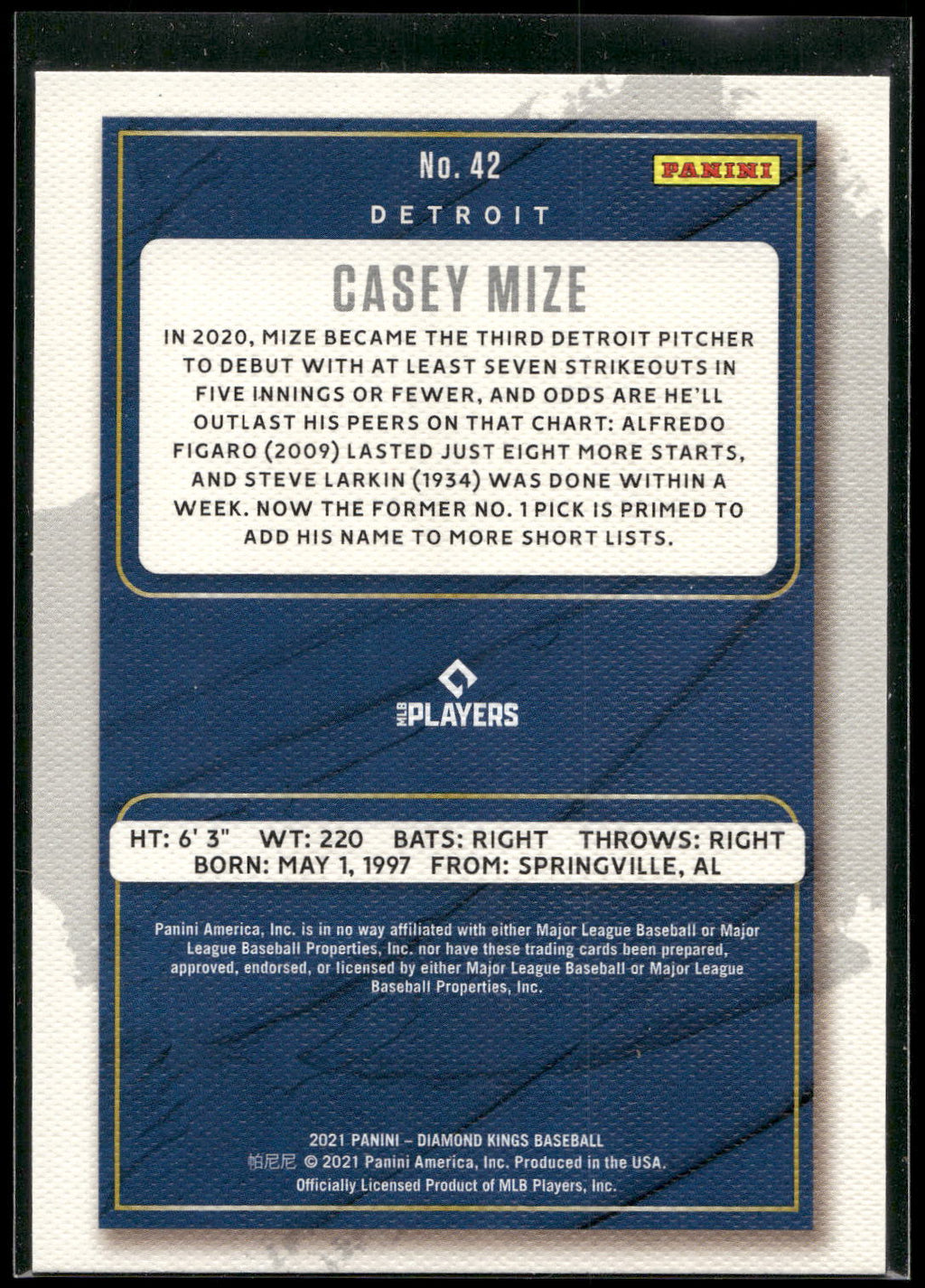 2021 Panini Diamond Kings #42 Casey Mize
