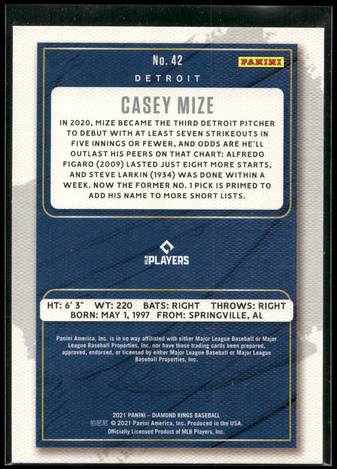 2021 Panini Diamond Kings #42 Casey Mize