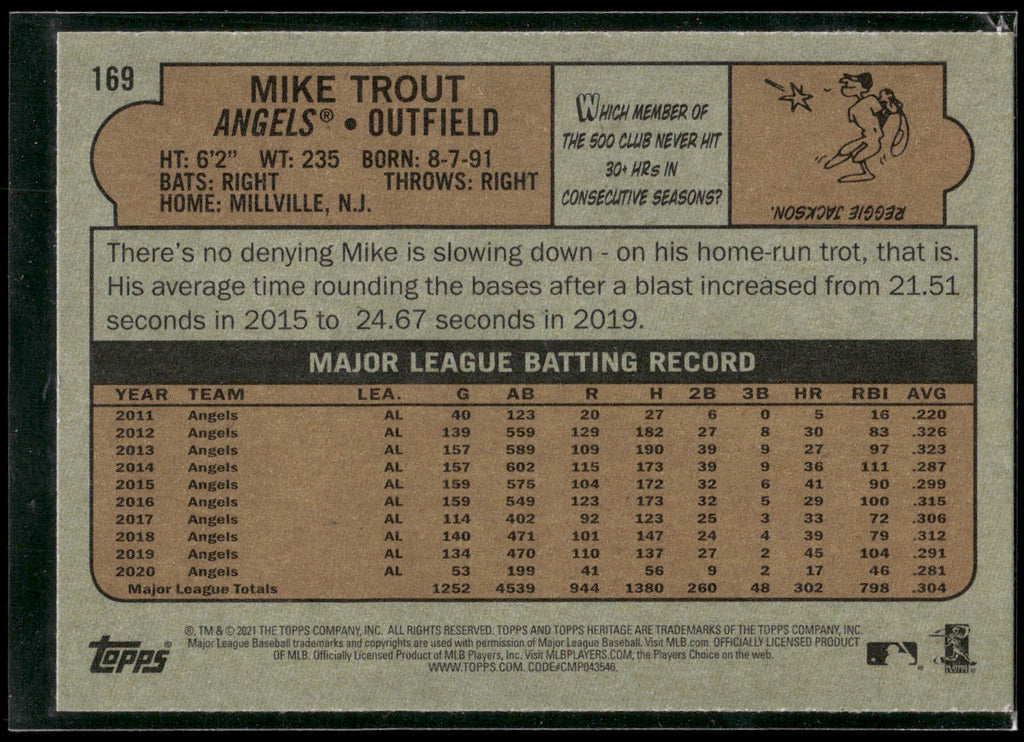 2021 Topps Heritage #169 Mike Trout