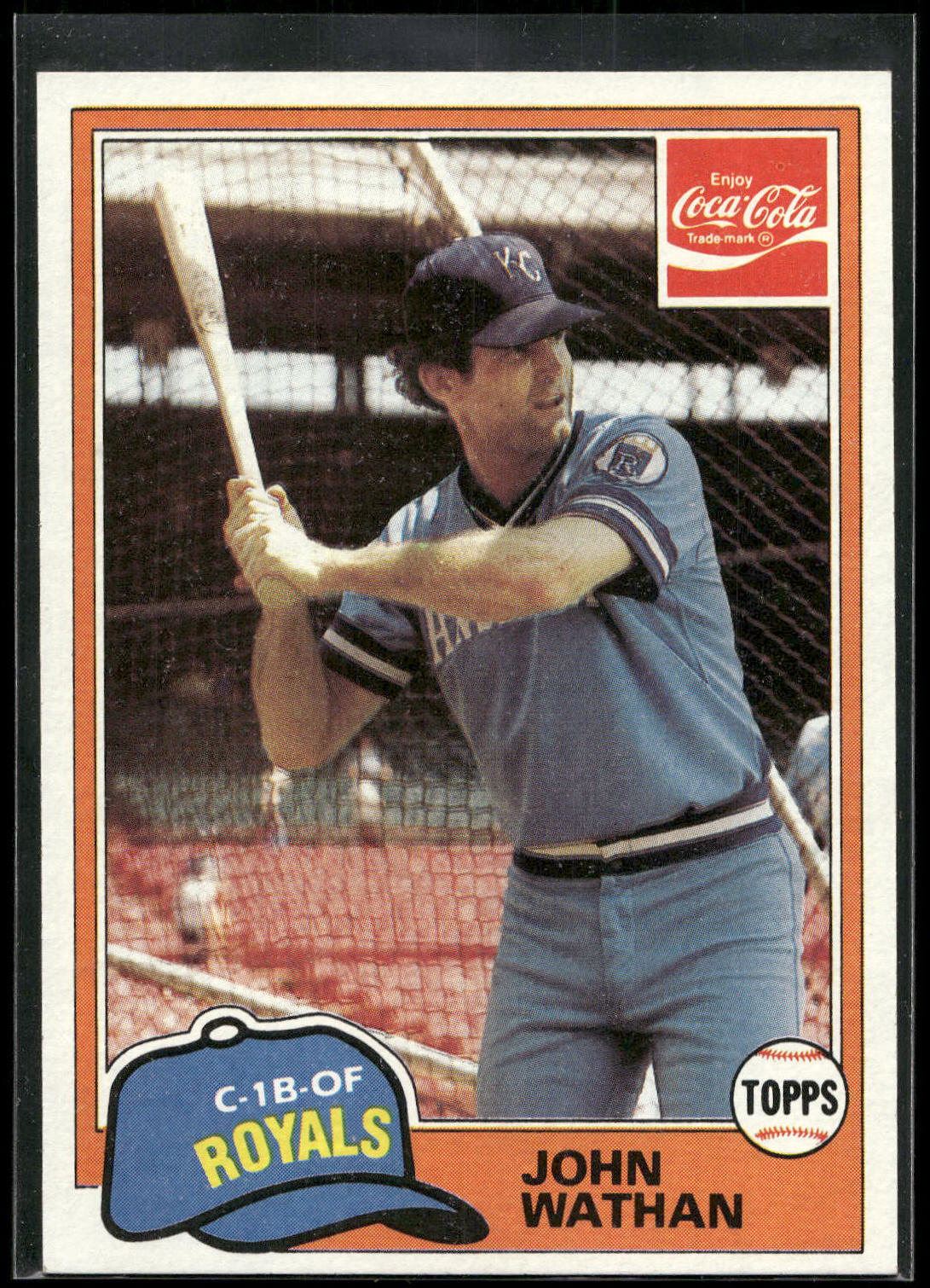 1981 Topps Coca-Cola Kansas City Royals #9 John Wathan