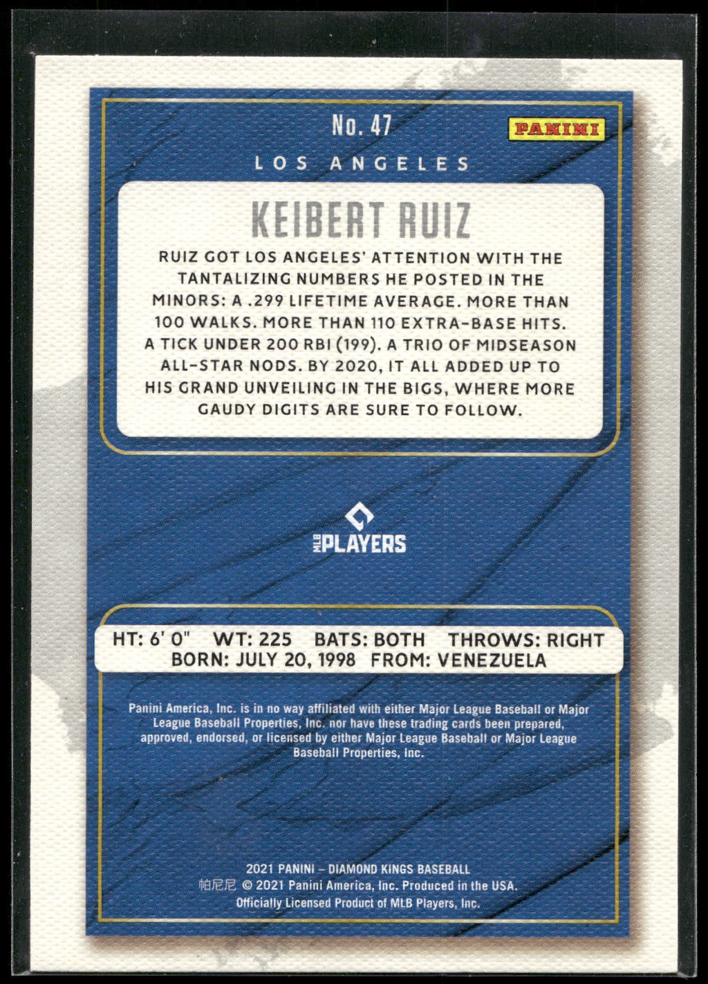 2021 Panini Diamond Kings #47 Keibert Ruiz