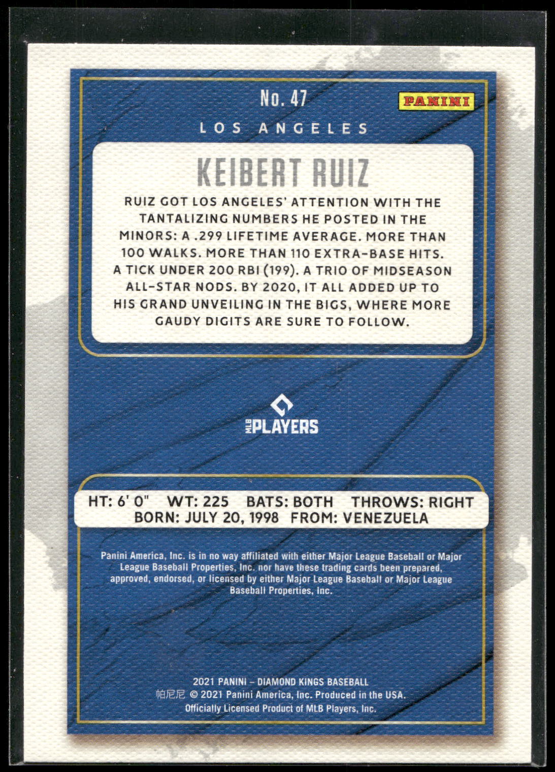 2021 Panini Diamond Kings #47 Keibert Ruiz