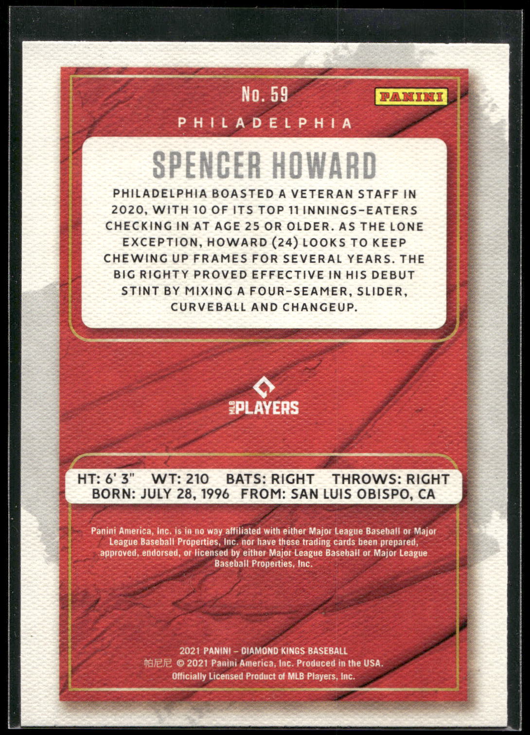 2021 Panini Diamond Kings #59 Spencer Howard