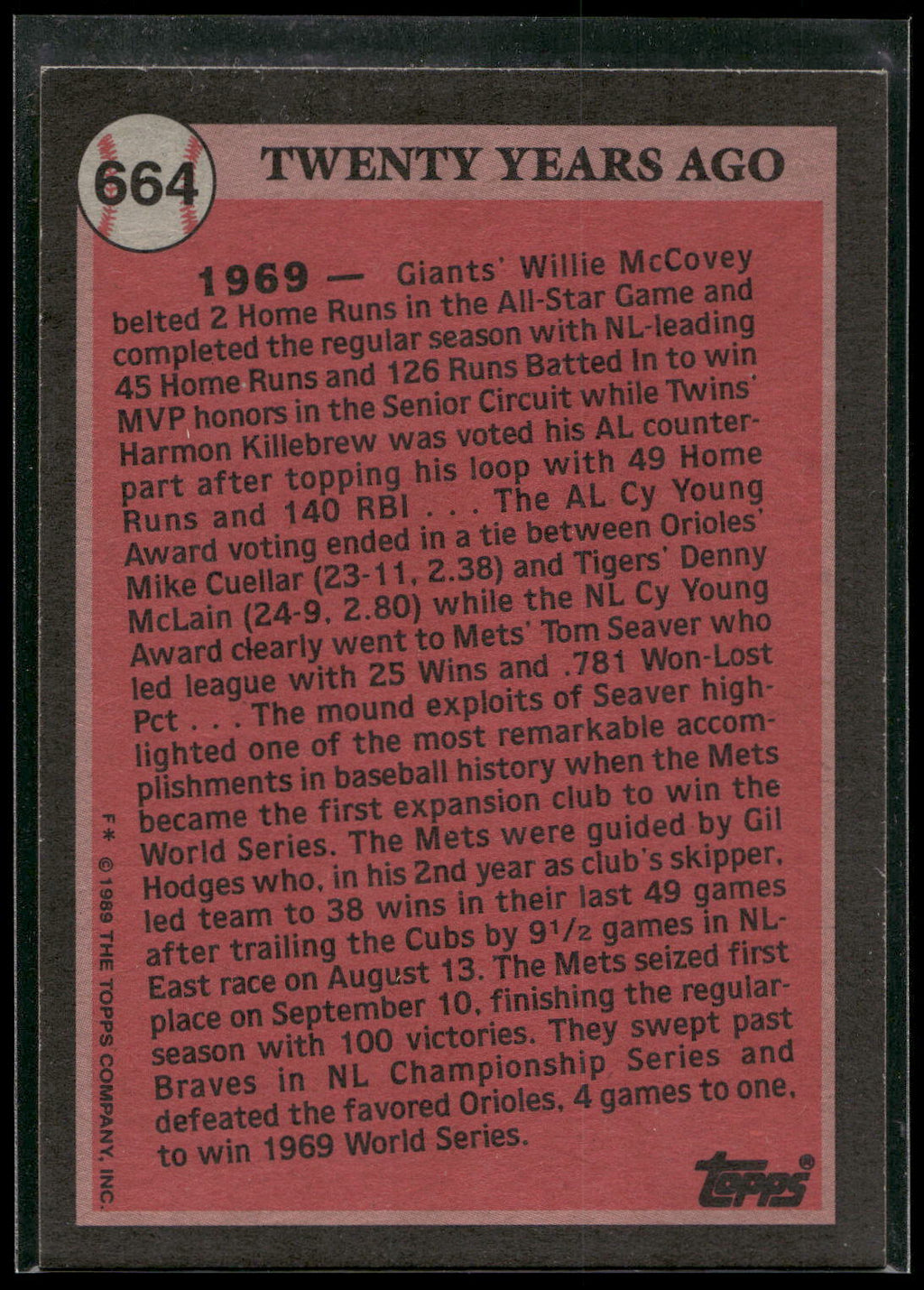 1989 Topps #664 Gil Hodges
