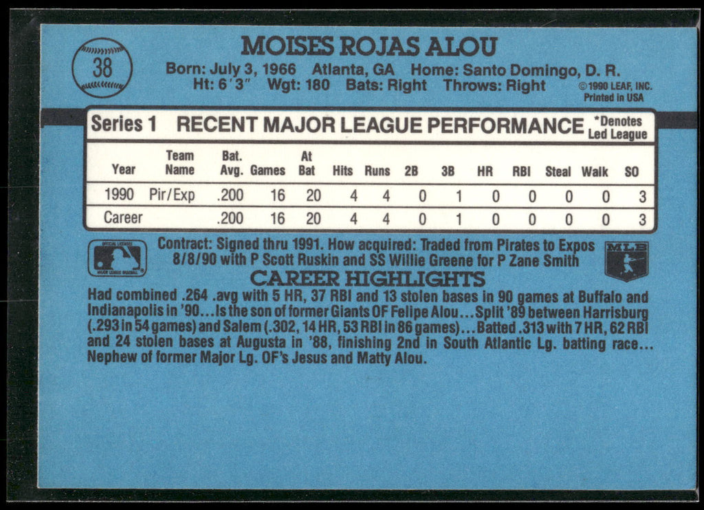 1991 Donruss #38 Moises Alou