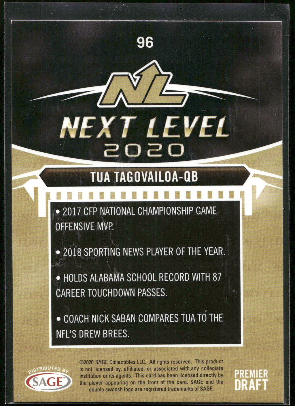 2020 SAGE HIT #96 Tua Tagovailoa Red