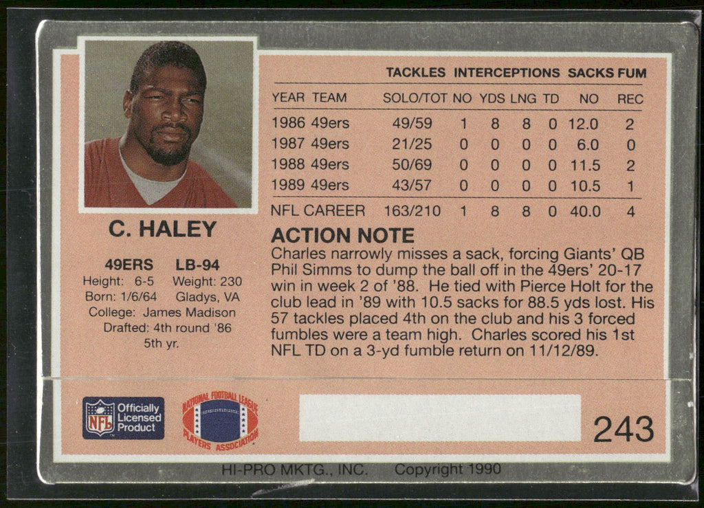 1990 Action Packed #243 Charles Haley