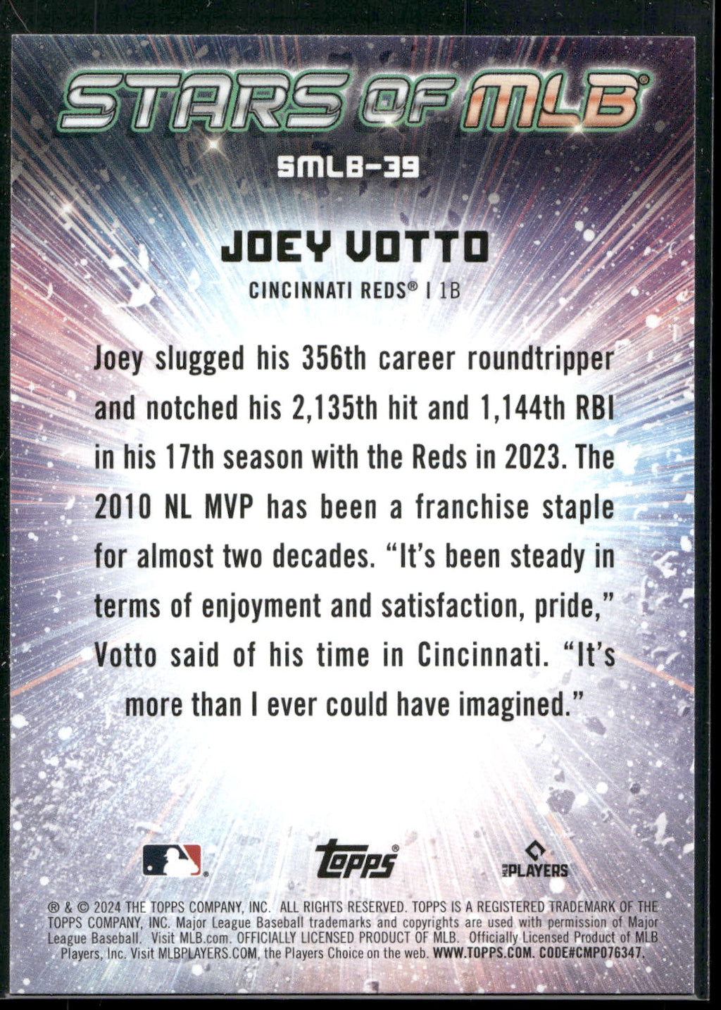 2024 Topps #SMLB-39 Joey Votto Stars of MLB