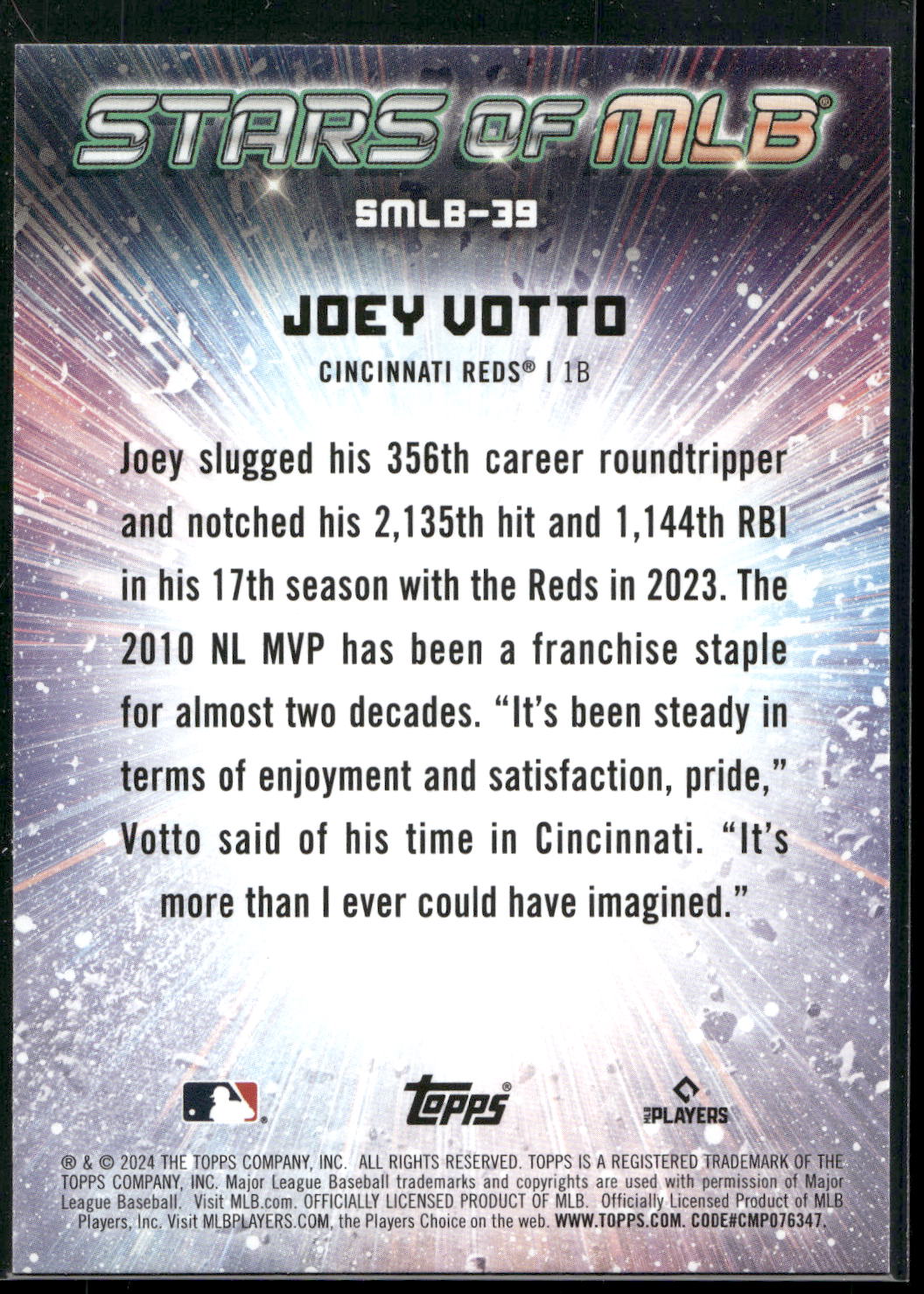 2024 Topps #SMLB-39 Joey Votto Stars of MLB