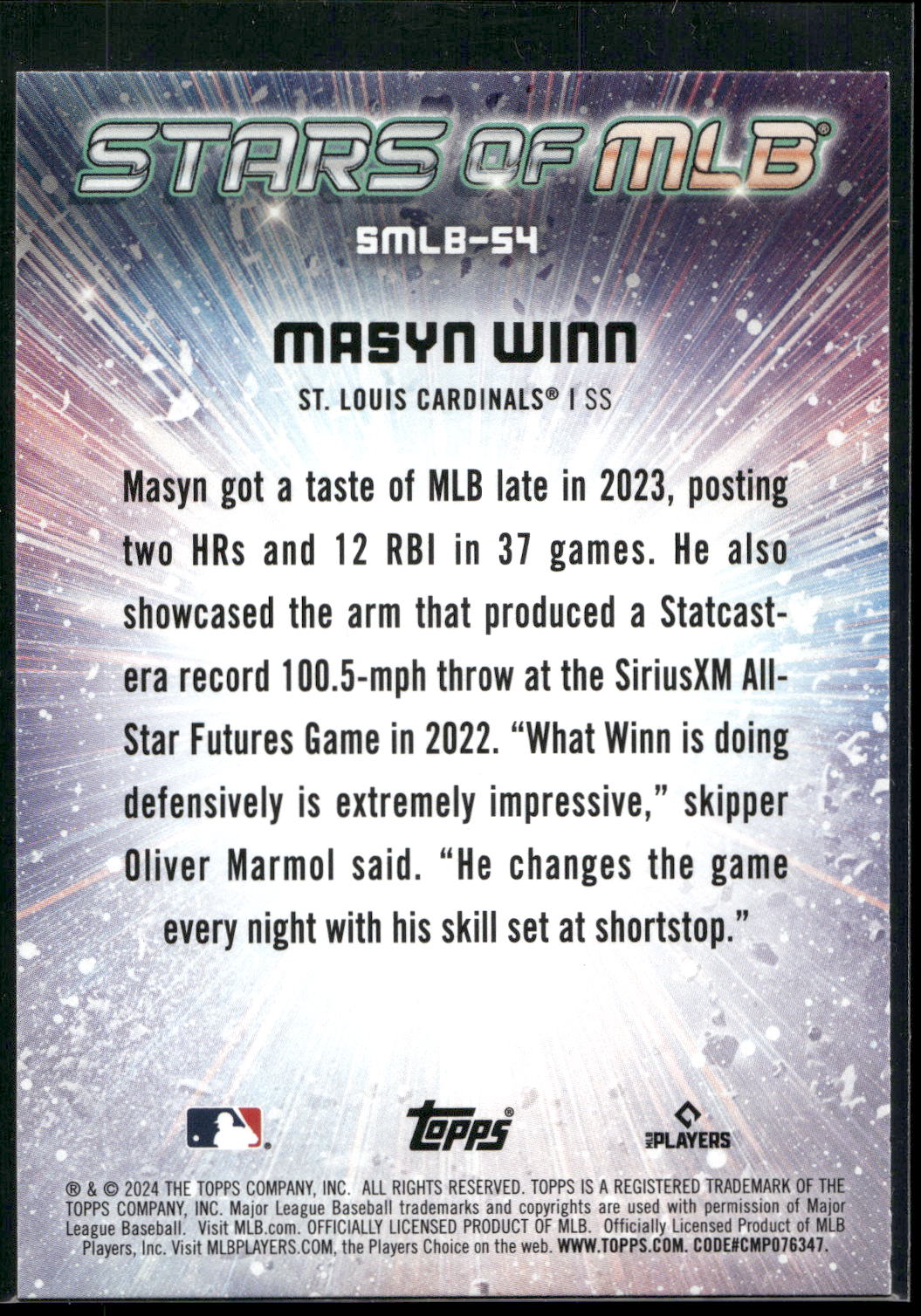 2024 Topps #SMLB-54 Masyn Winn Stars of MLB