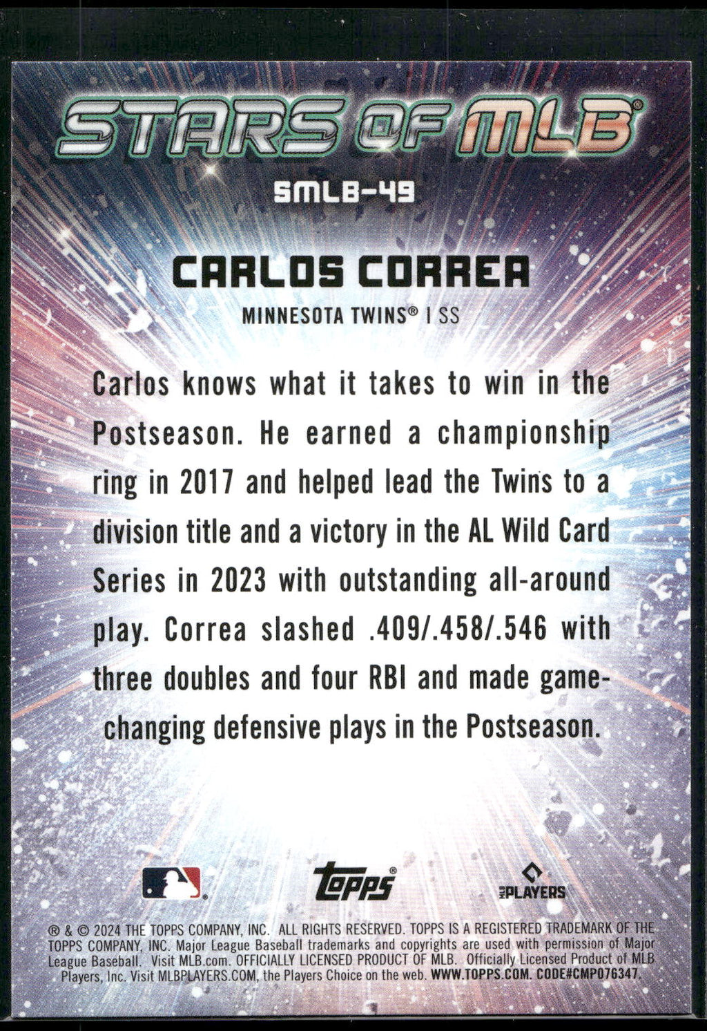 2024 Topps #SMLB-49 Carlos Correa Stars of MLB