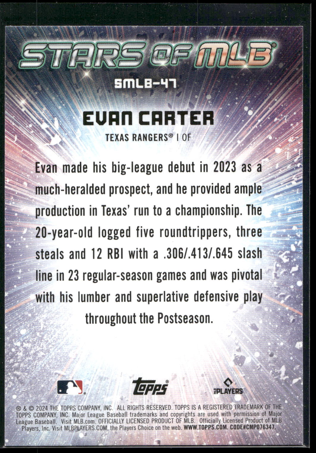 2024 Topps #SMLB-47 Evan Carter Stars of MLB