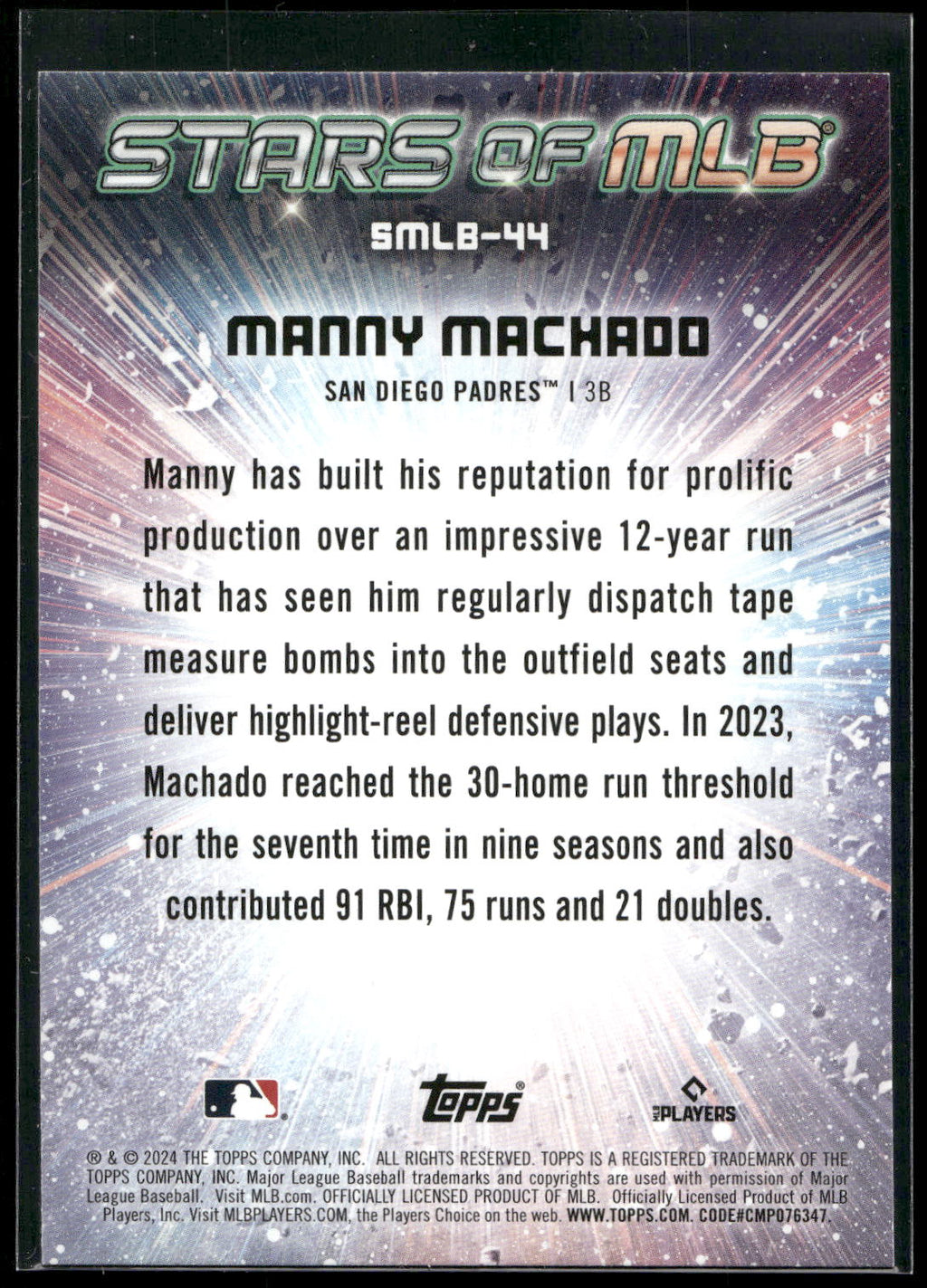 2024 Topps #SMLB-44 Manny Machado Stars of MLB
