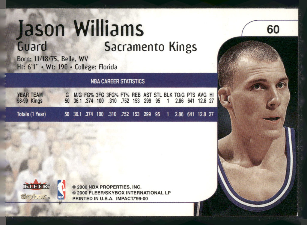 1999-00 SkyBox Impact #60 Jason Williams
