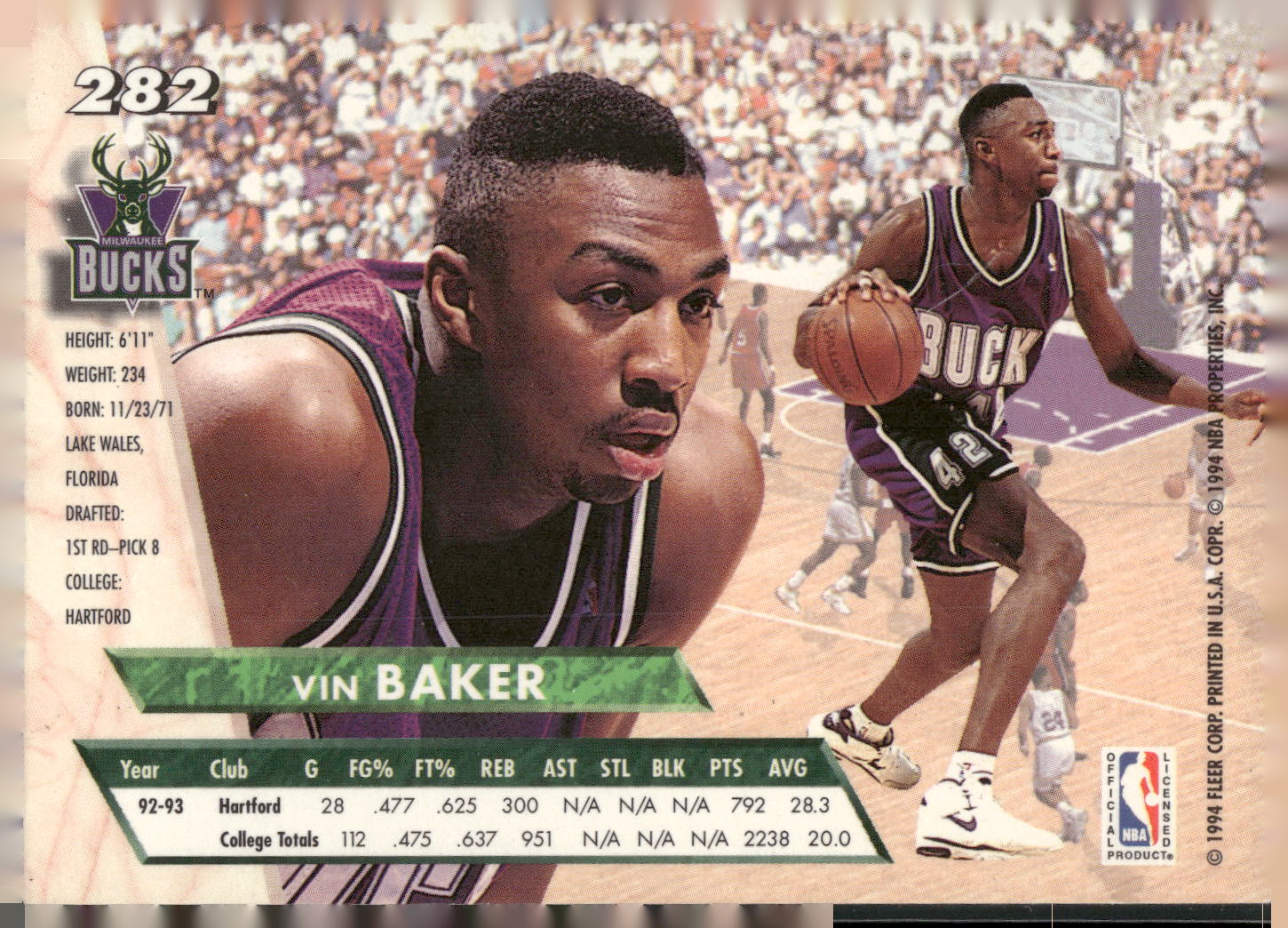 1993-94 Ultra #282 Vin Baker