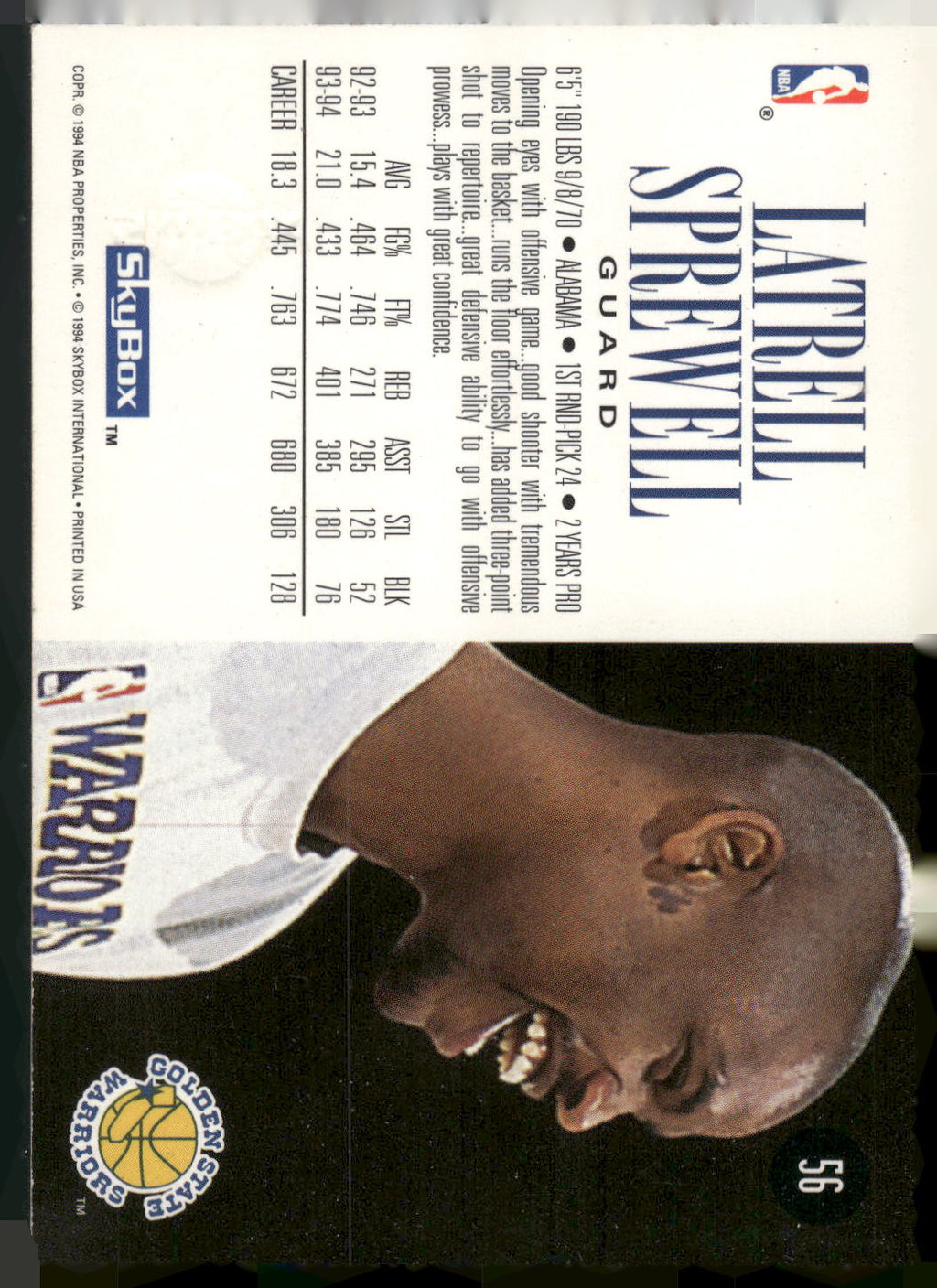 1994-95 SkyBox Premium #56 Latrell Sprewell