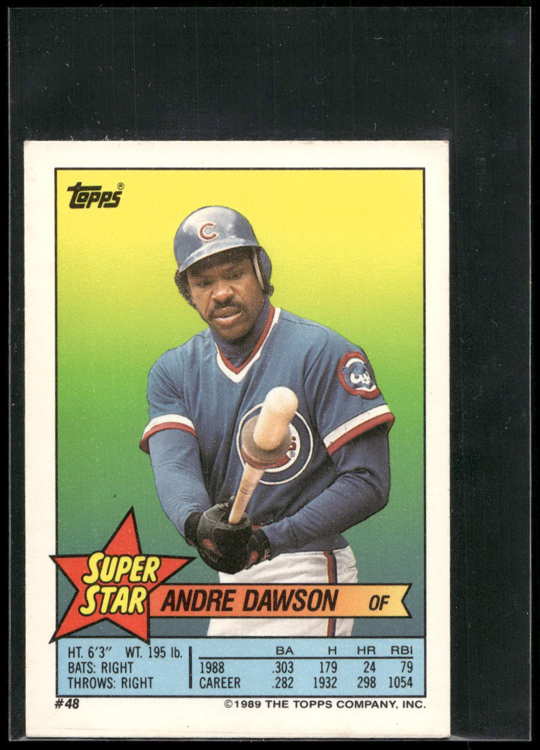 1989 Topps Stickers #48 Andre Dawson Super Star Backs