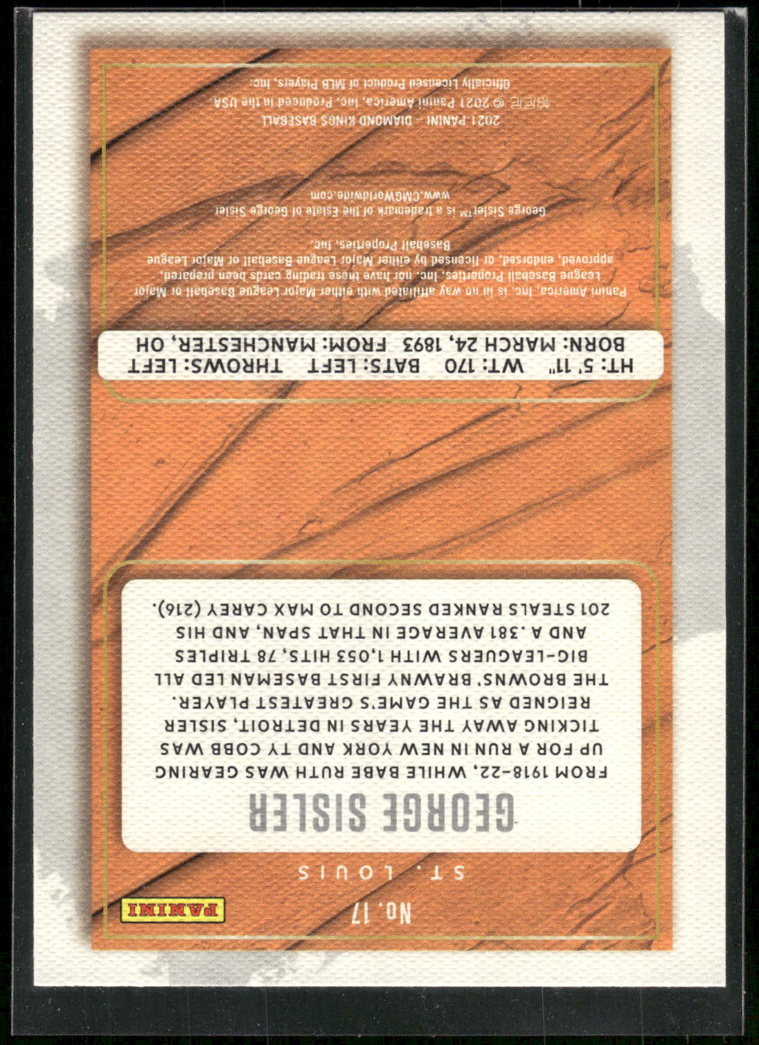 2021 Panini Diamond Kings #17 George Sisler