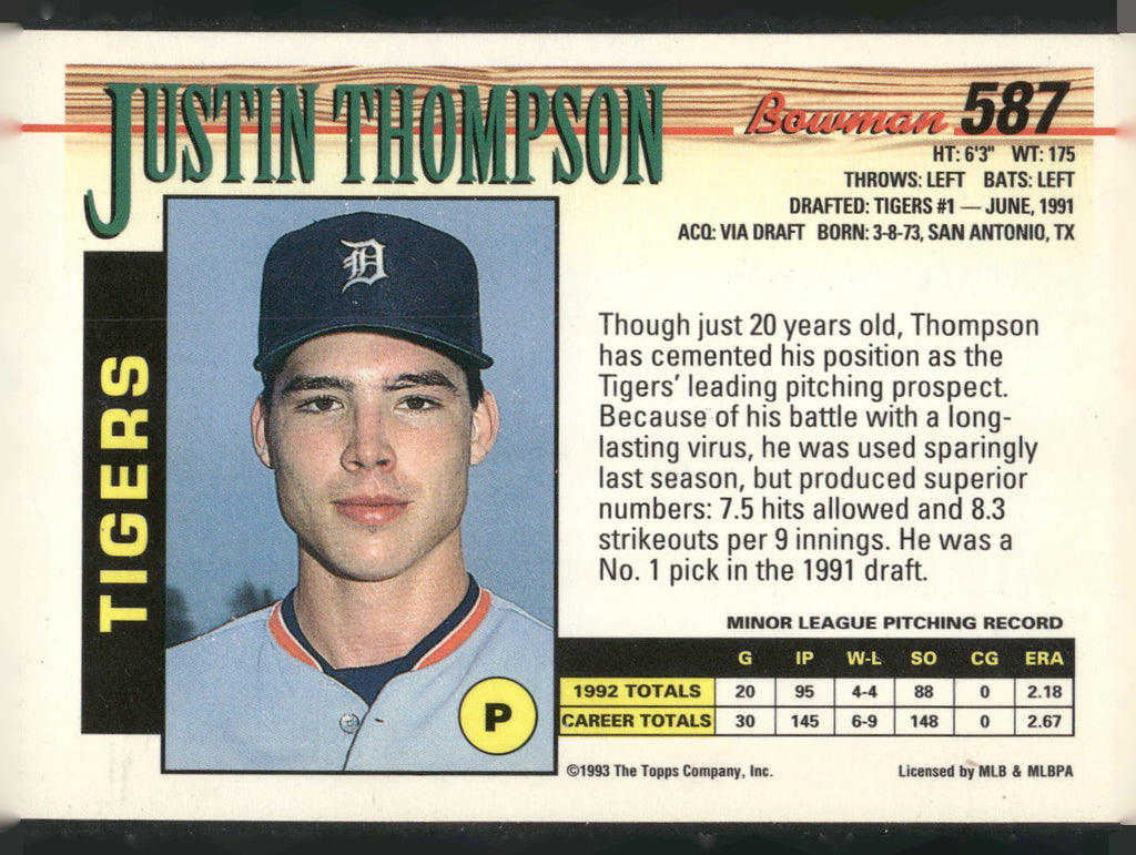 1993 Bowman #587 Justin Thompson