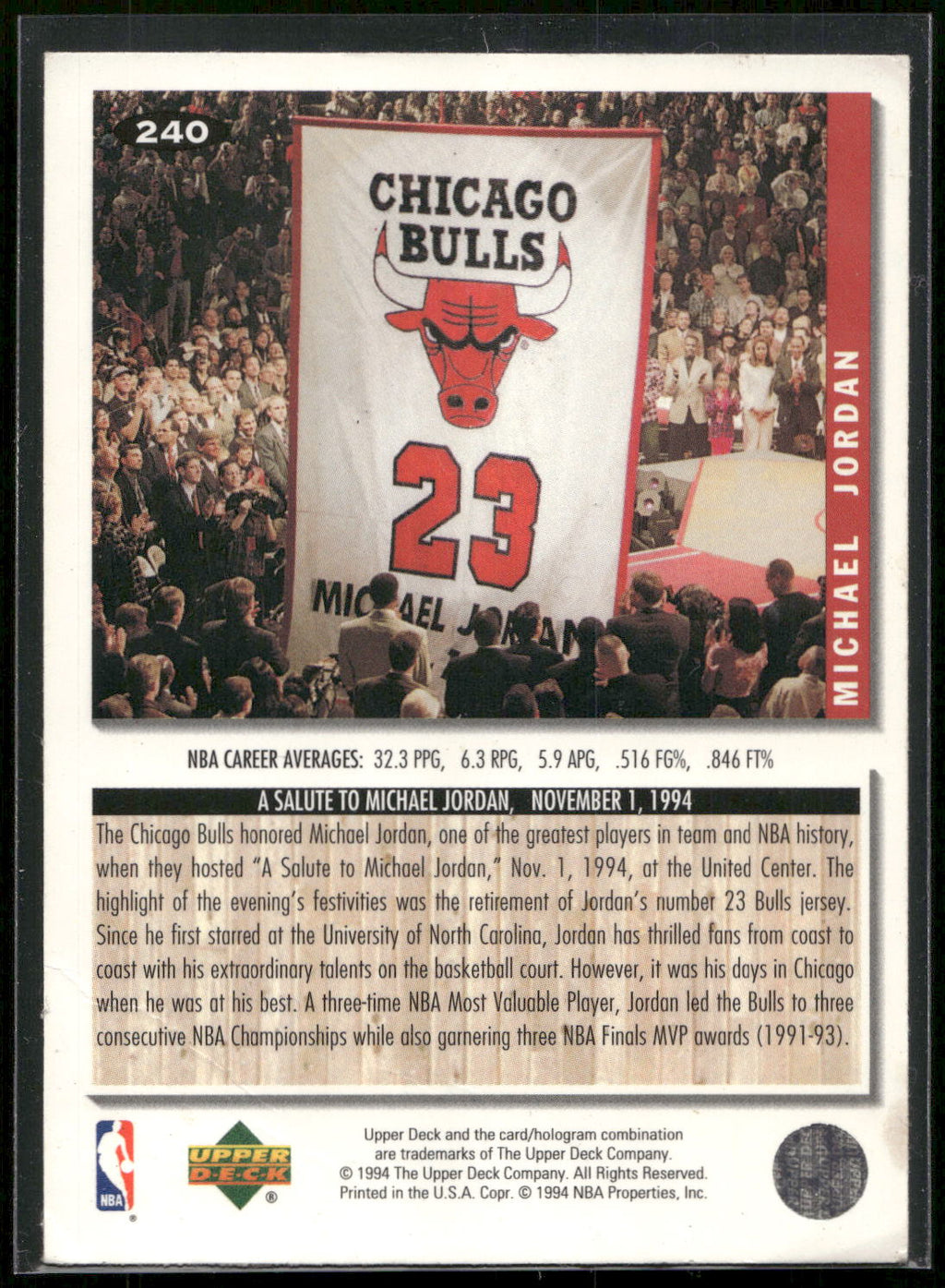 1994-95 Collector's Choice #240 Michael Jordan