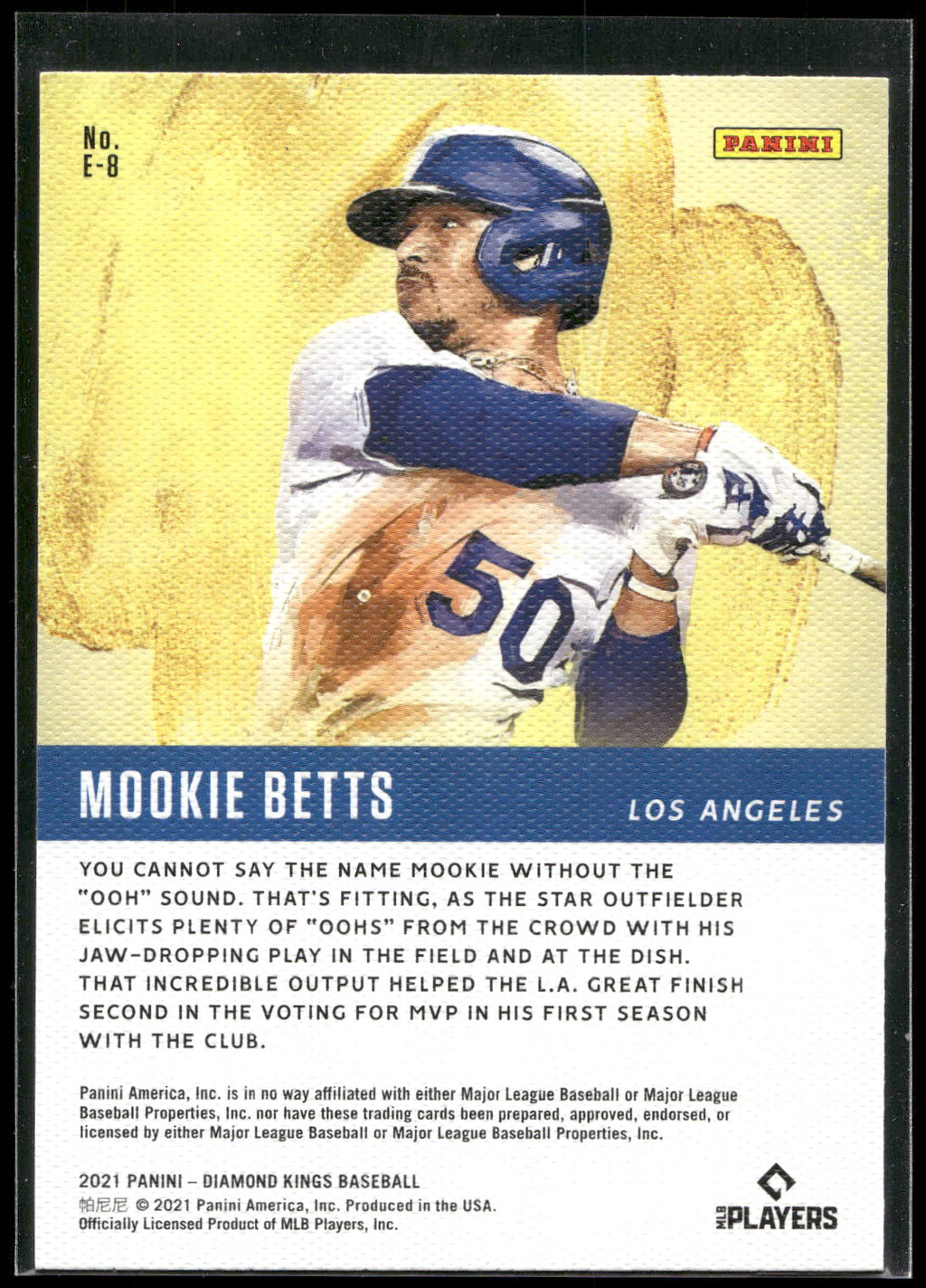 2021 Panini Diamond Kings #E-8 Mookie Betts Elegance