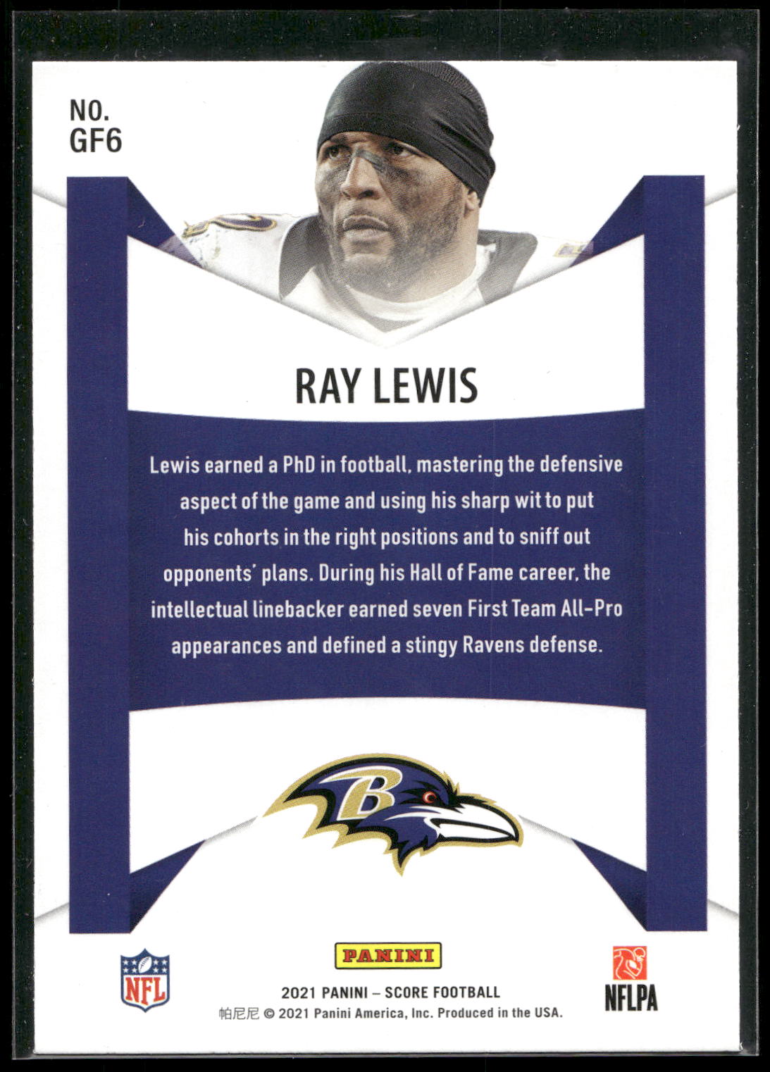 2021 Score #GF6 Ray Lewis Game Face