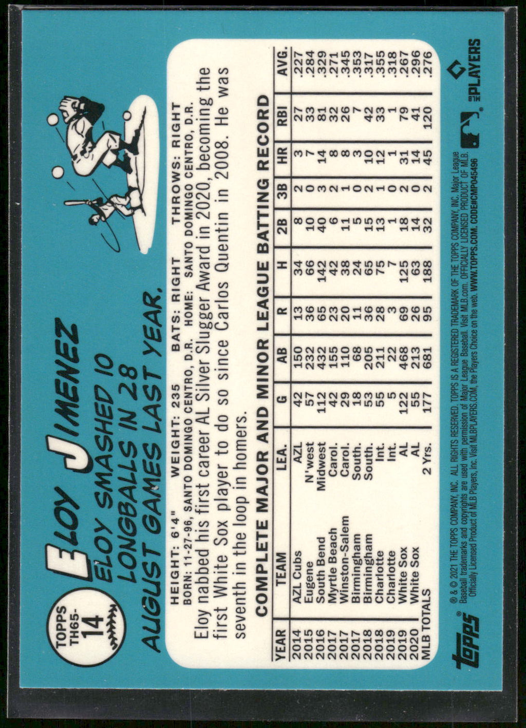 2021 Topps #TH65-14 Eloy Jimenez 1965 Topps Redux Chrome