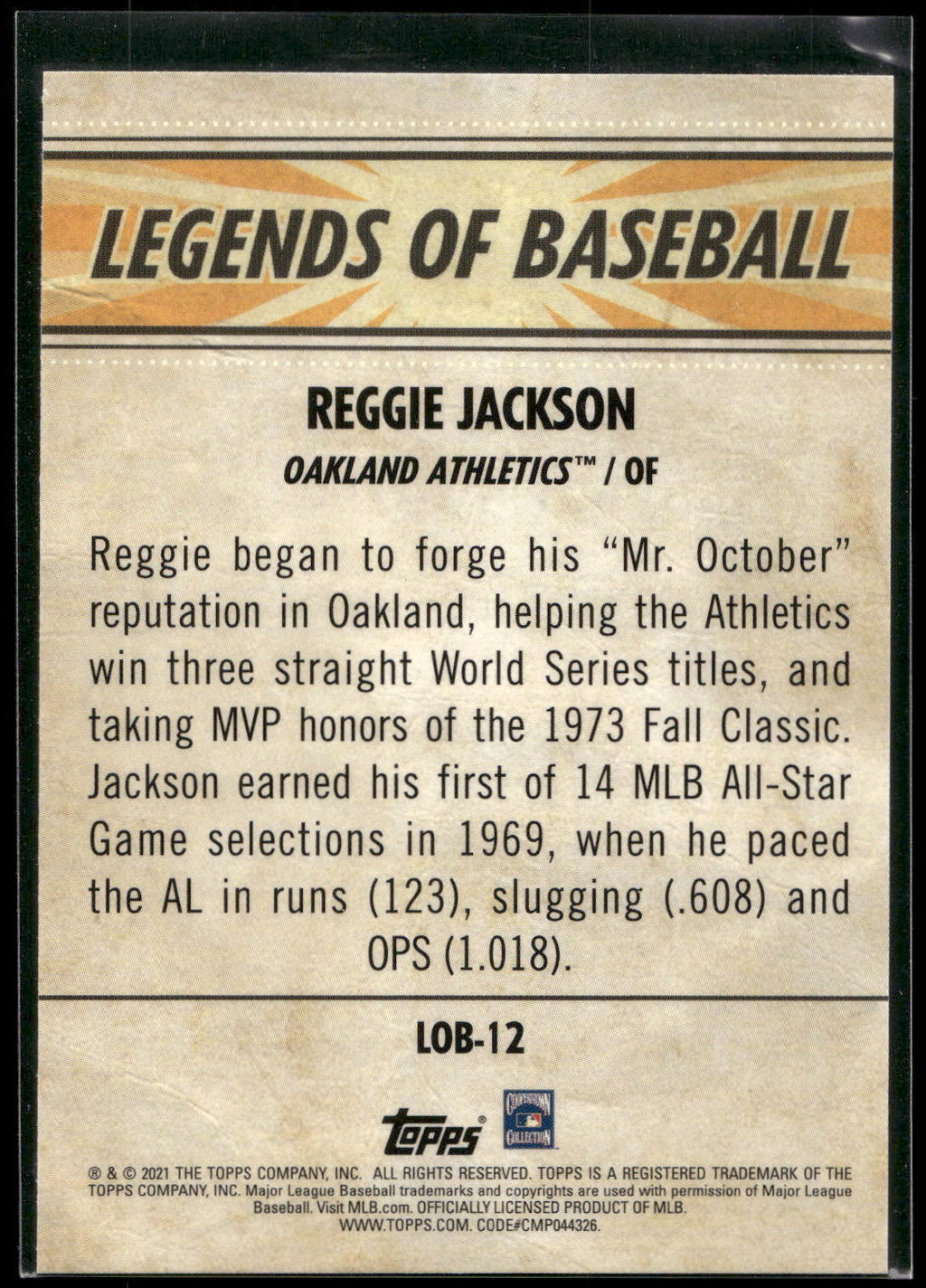 2021 Topps Opening Day #LOB-12 Reggie Jackson Legends of Baseball