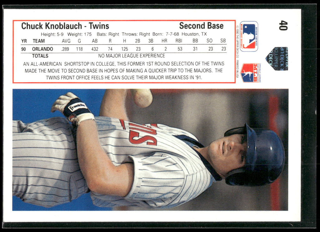 1991 Upper Deck #40 Chuck Knoblauch