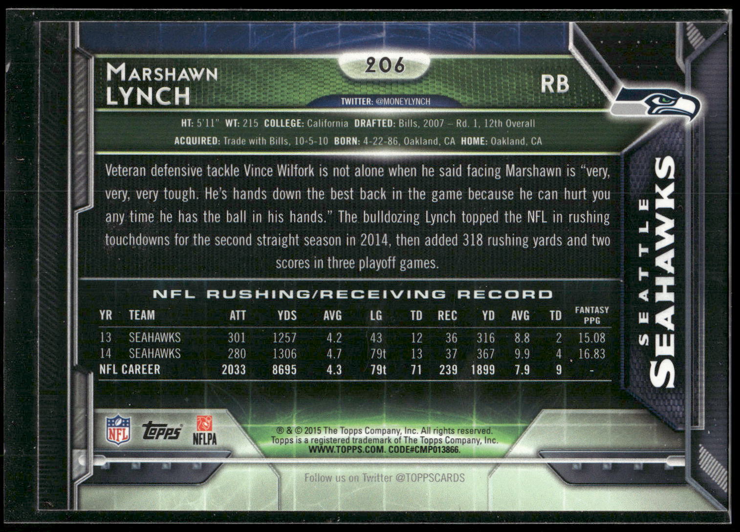 2015 Topps #206 Marshawn Lynch