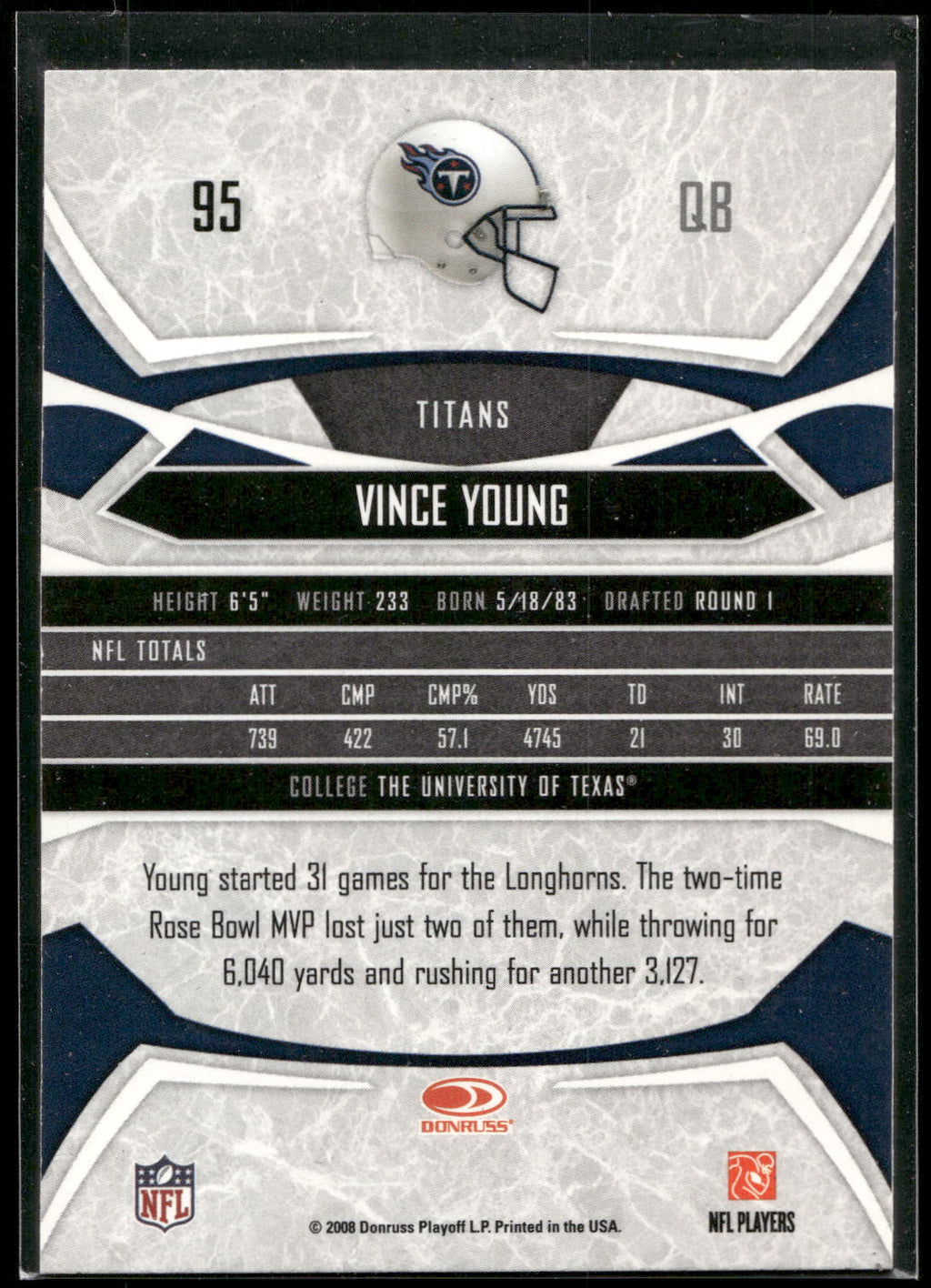 2008 Donruss Gridiron Gear #95 Vince Young
