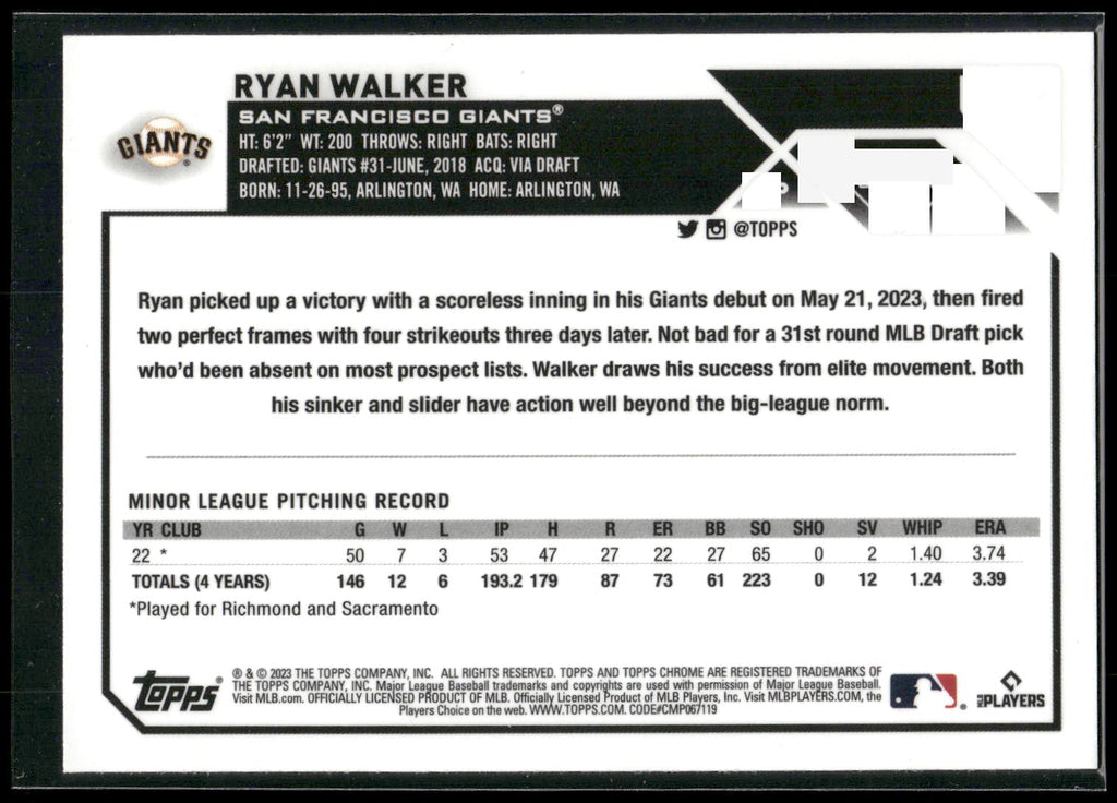 2023 Topps Chrome Update #USC9 Ryan Walker